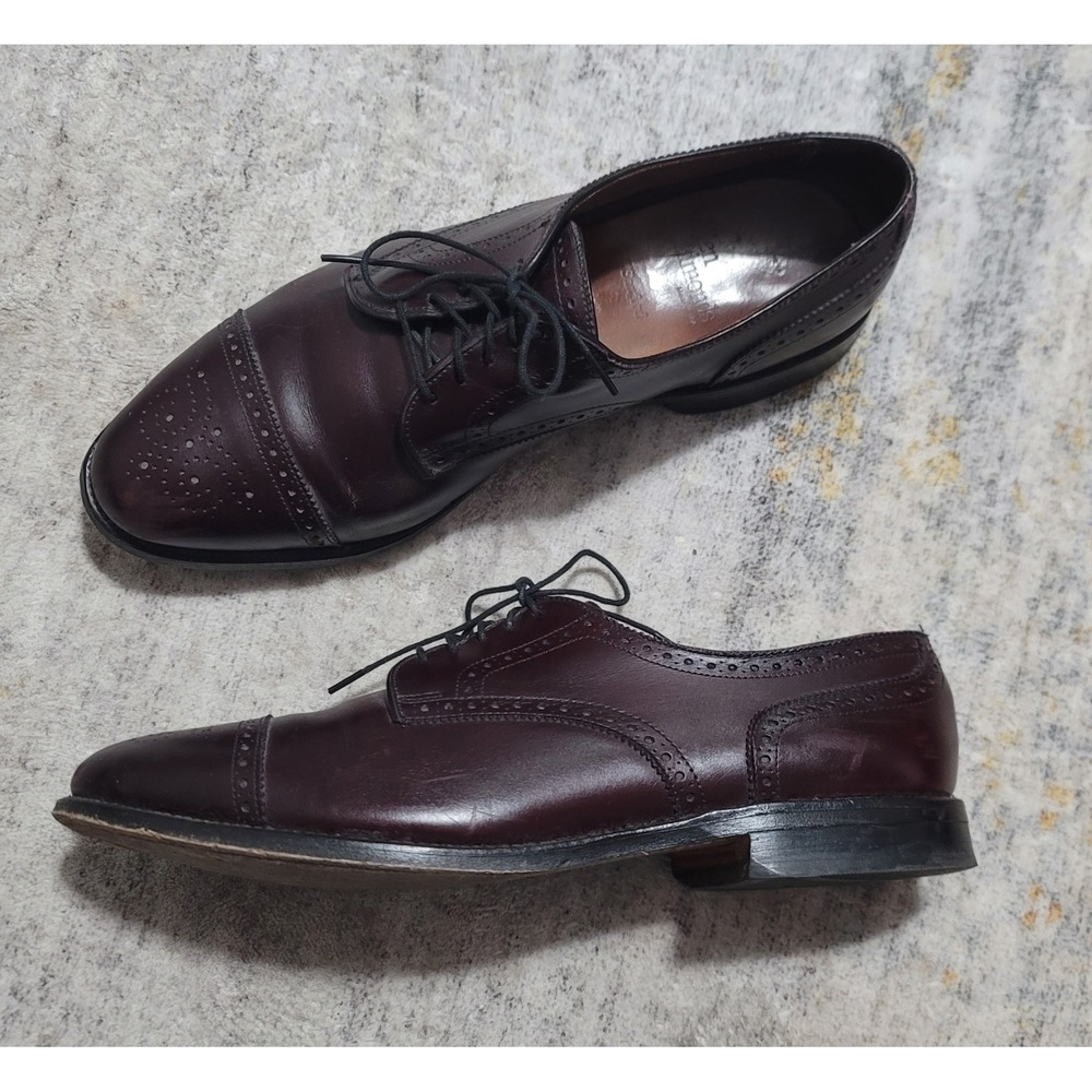 Allen Edmonds Mens Sanford 5277 Burgundy Brogue Dress Cap Toe Shoes Size 10.5 E - Picture 3 of 11